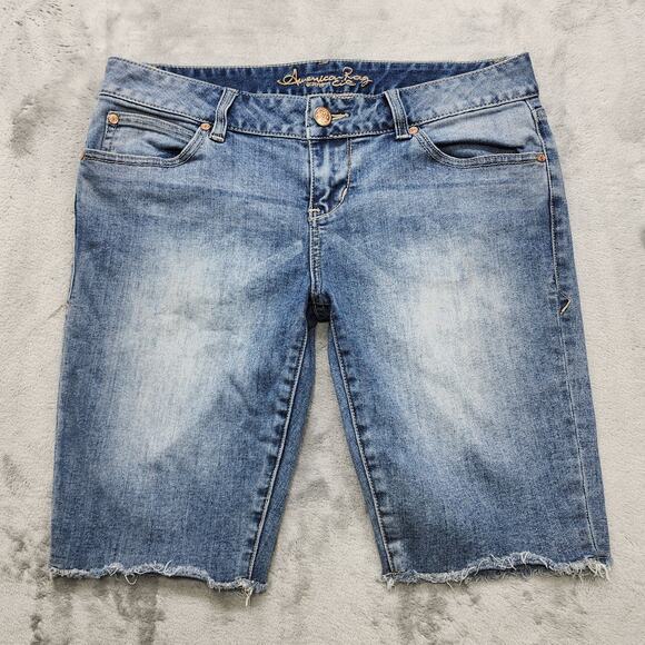 American Rag Pants - American Rag Shorts Womens 9 Juniors Blue Low Rise Cutoff Bermuda Stretch Denim